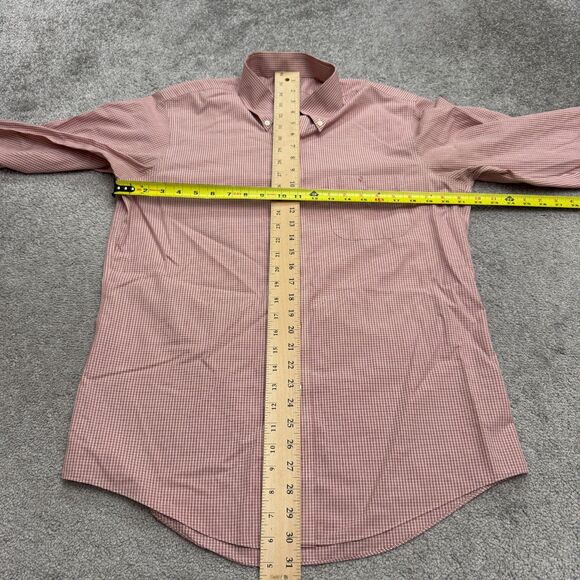 Brooks Brothers Milano Slim Fit Non Iron Dress Shirt Mens 16 34 Red Check Cotton - Picture 11 of 14